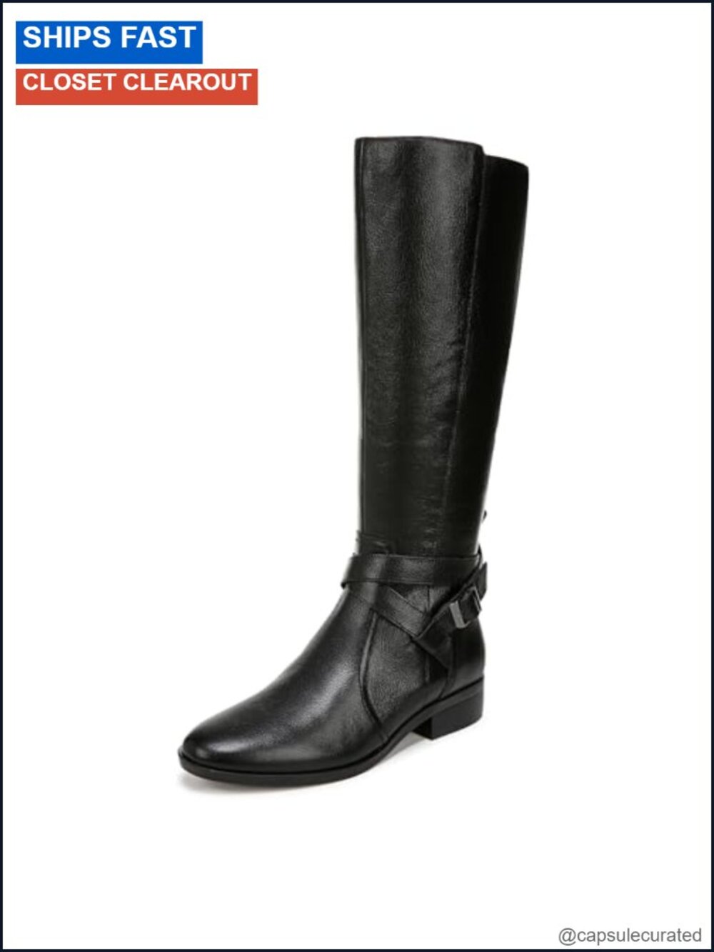 Naturalizer Rena2 Narrow Calf Knee High Boots Leather Almond Toe Block Heel